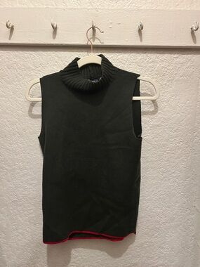Zara Black Sleeveless Turtleneck Tank with Red Trim